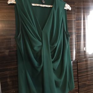 Lane Bryant green sleeveless blouse tank 20 2X
